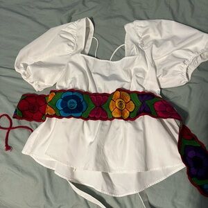 Traditional Mexican blouse with belt